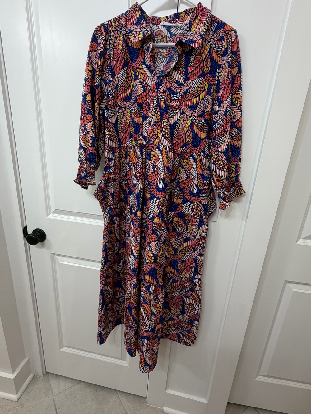 Michelle McDowell Maxi Blue & Coral Dress